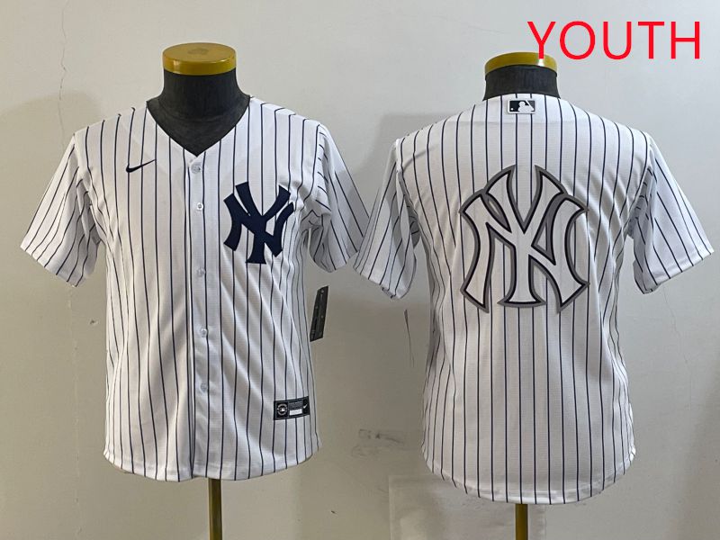Youth New York Yankees Blank White Stripe Game 2025 Nike MLB Jersey style 18